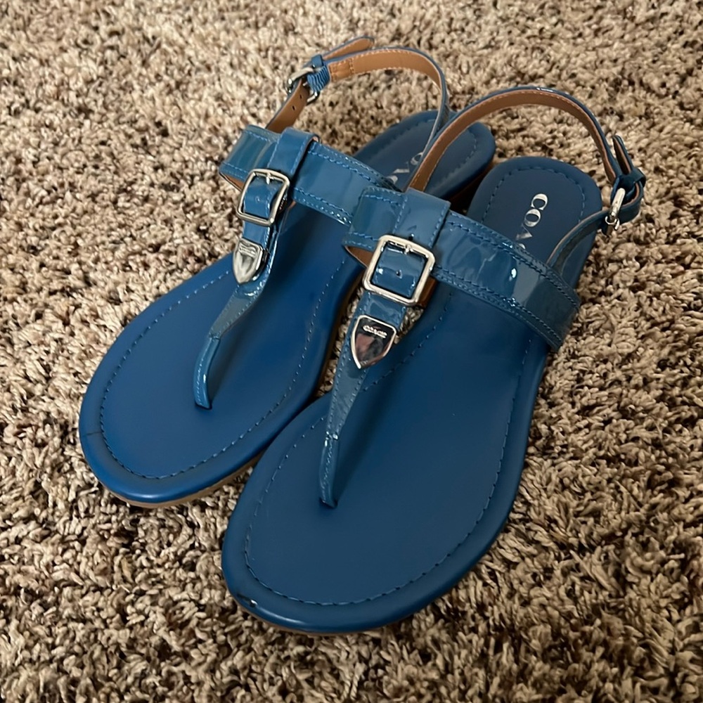 Women’s Coach blue sandals, size 8.5b, worn once only